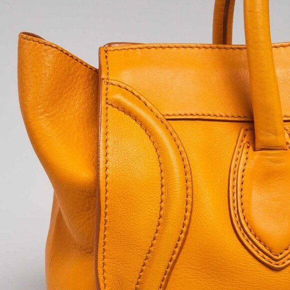 Celine Yellow Calfskin Leather Mini Luggage Tote Bag - Picture 6 of 12